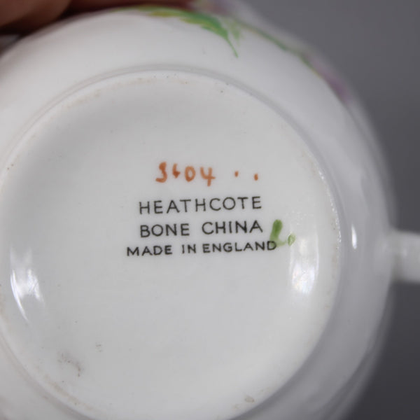 Heathcote Tea Cup 2.5" White Purple Multi Colored Floral Bone China Tea Cup