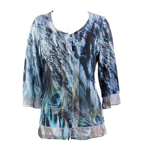 BLEU NEW $30 Sz S Blue Gray Green Peacock Silver Stud Poly Blend Cardigan