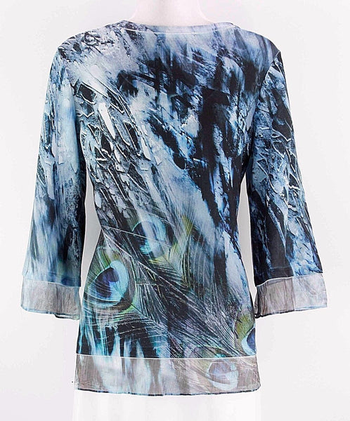 BLEU NEW $30 Sz S Blue Gray Green Peacock Silver Stud Poly Blend Cardigan