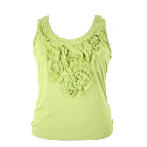 Ellen Tracy NEW $138 Sz XL Citrine Green Ruffle Fringe Viscose Spandex Tank Top