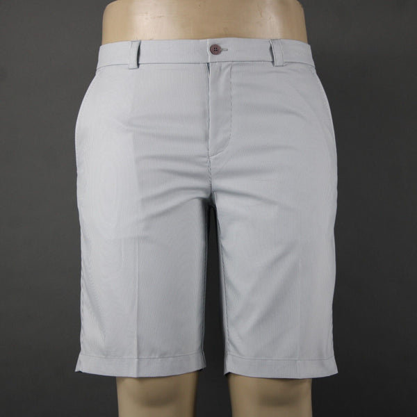 Sligo NEW $90 Sz 34 x 11 White Gray Striped Polyester Spandex Golf Shorts