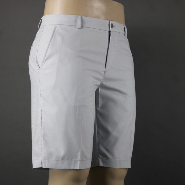 Sligo NEW $90 Sz 34 x 11 White Gray Striped Polyester Spandex Golf Shorts