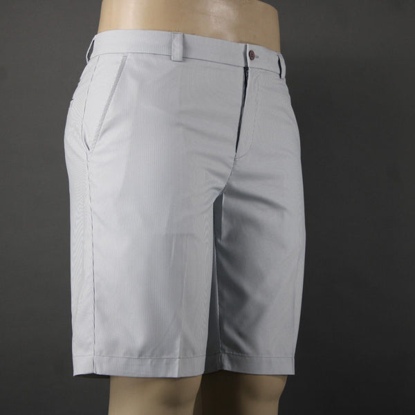 Sligo NEW $90 Sz 34 x 11 White Gray Striped Polyester Spandex Golf Shorts