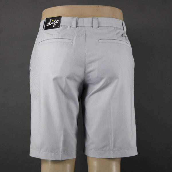 Sligo NEW $90 Sz 34 x 11 White Gray Striped Polyester Spandex Golf Shorts