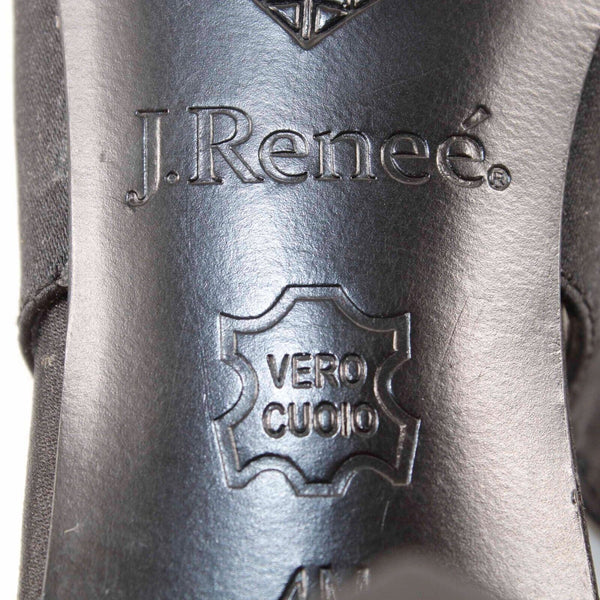 J Renee Classic Sz 4M Black Rhinestone Buckle Fabric Upper 2' Kitten Heel