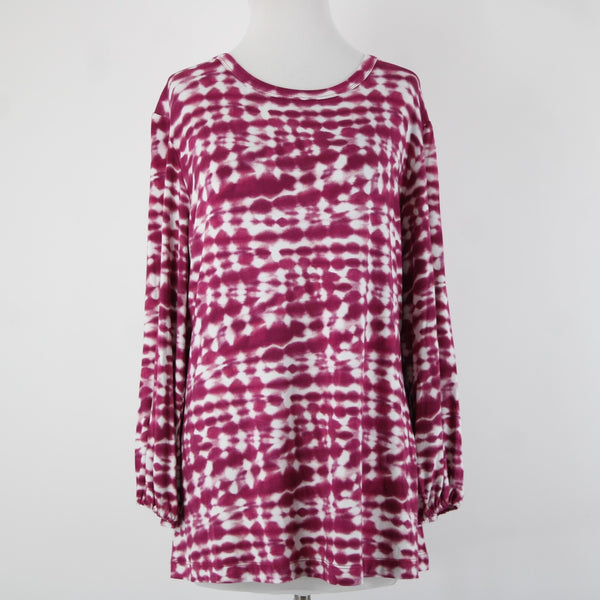 Johnny Was NEW $168 The Janie Sz L Purple Pink White Tunic Bamboo Spandex Top