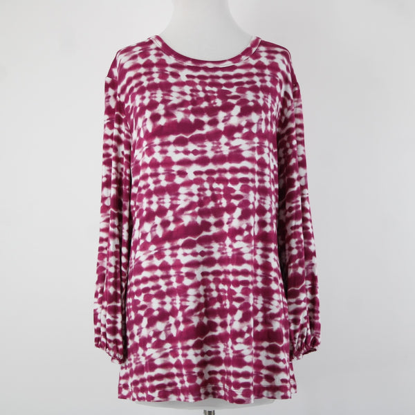 Johnny Was NEW $168 The Janie Sz L Purple Pink White Tunic Bamboo Spandex Top