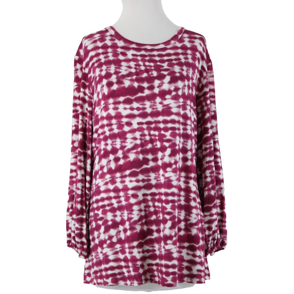 Johnny Was NEW $168 The Janie Sz L Purple Pink White Tunic Bamboo Spandex Top