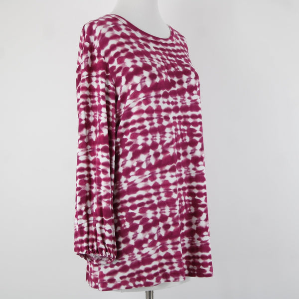 Johnny Was NEW $168 The Janie Sz L Purple Pink White Tunic Bamboo Spandex Top