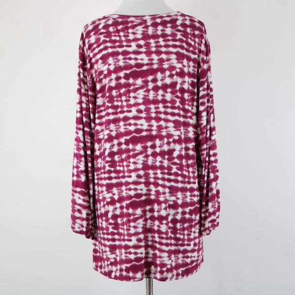 Johnny Was NEW $168 The Janie Sz L Purple Pink White Tunic Bamboo Spandex Top