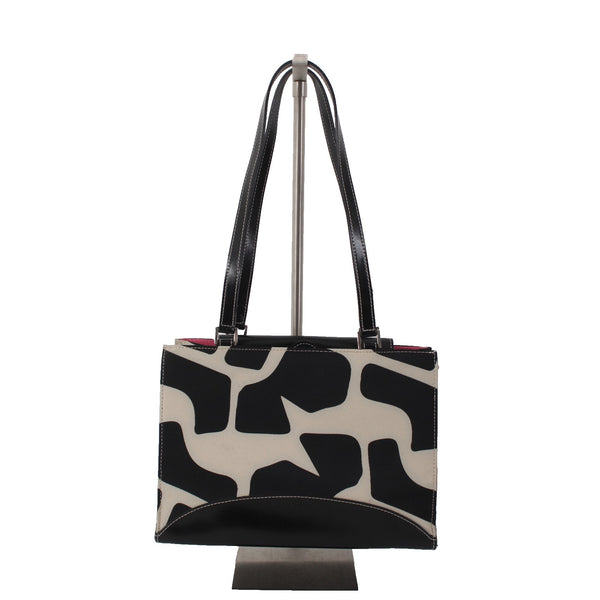 Kate Spade Purse 8 x 10 x 4 Black White Color Block Two Handle Fabric Shoulder