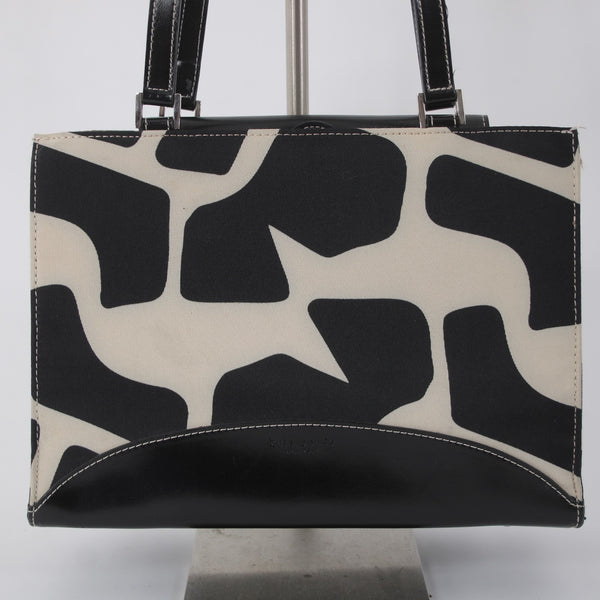 Kate Spade Purse 8 x 10 x 4 Black White Color Block Two Handle Fabric Shoulder