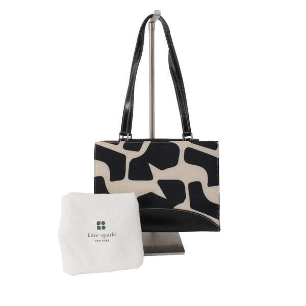 Kate Spade Purse 8 x 10 x 4 Black White Color Block Two Handle Fabric Shoulder