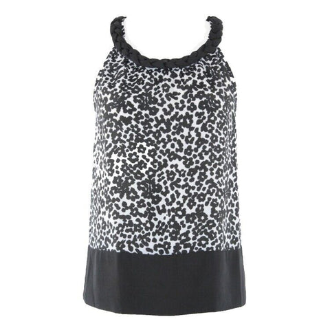 Banana Republic Sz XS Black Gray Braided Neckline 100% Polyester Top