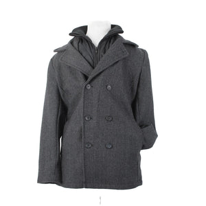 American Rag Sz L Gray Black Nylon Stand Up Collar Wool Blend Poly Lined Jacket
