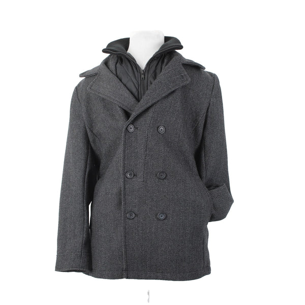 American Rag Sz L Gray Black Nylon Stand Up Collar Wool Blend Poly Lined Jacket