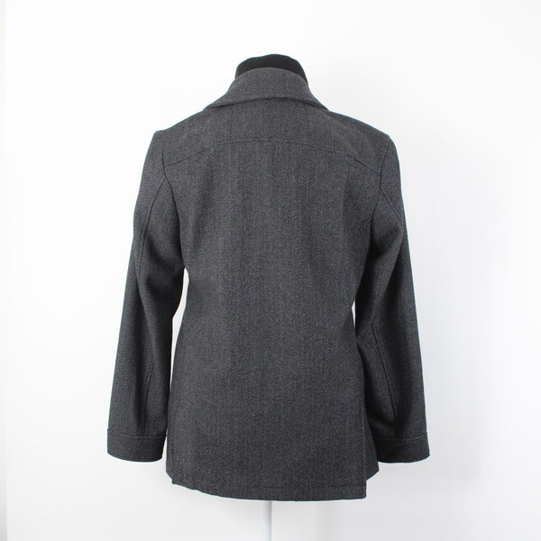 American Rag Sz L Gray Black Nylon Stand Up Collar Wool Blend Poly Lined Jacket