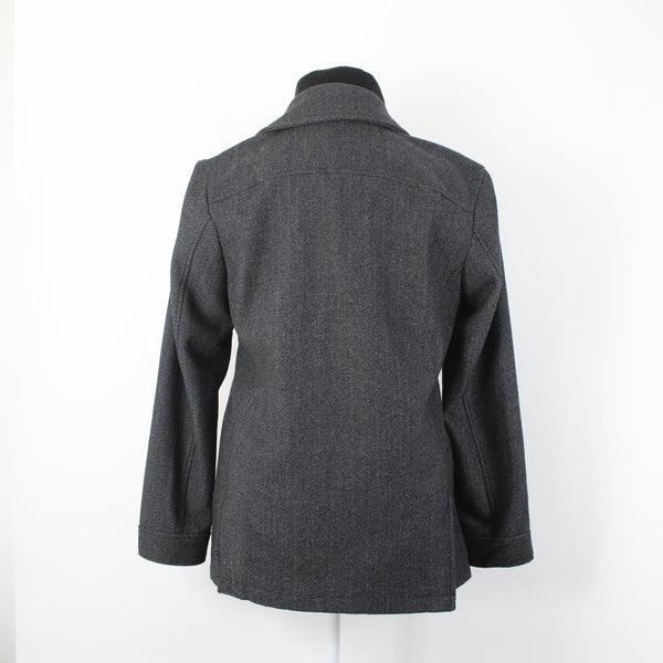American Rag Sz L Gray Black Nylon Stand Up Collar Wool Blend Poly Lined Jacket