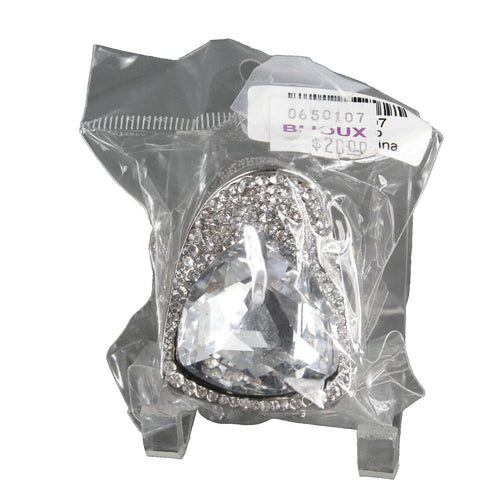 Bijoux NEW $20 Silvertone Rhinestones Oval Triangle Hair Clip