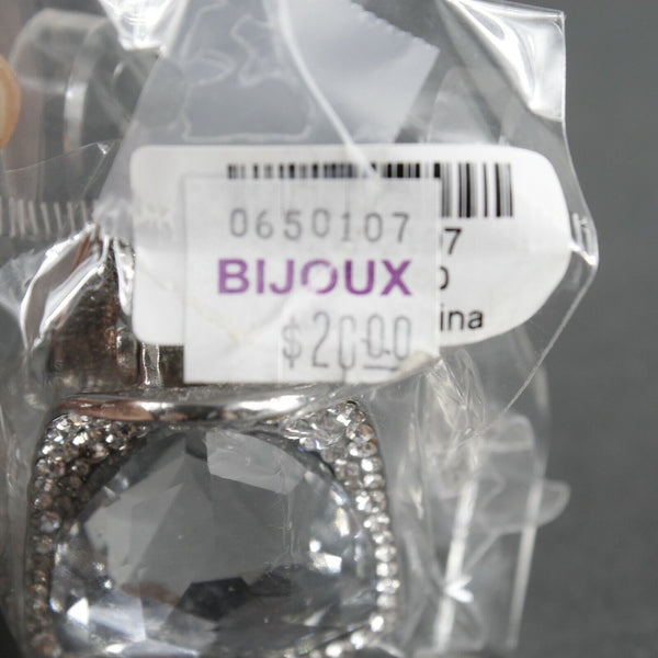 Bijoux NEW $20 Silvertone Rhinestones Oval Triangle Hair Clip