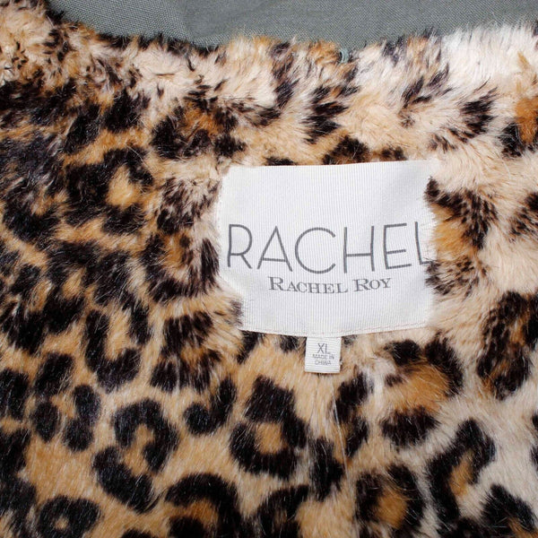 Rachel Roy NEW Sz XL Olive Green Canvas Faux Fur Lined Jacket