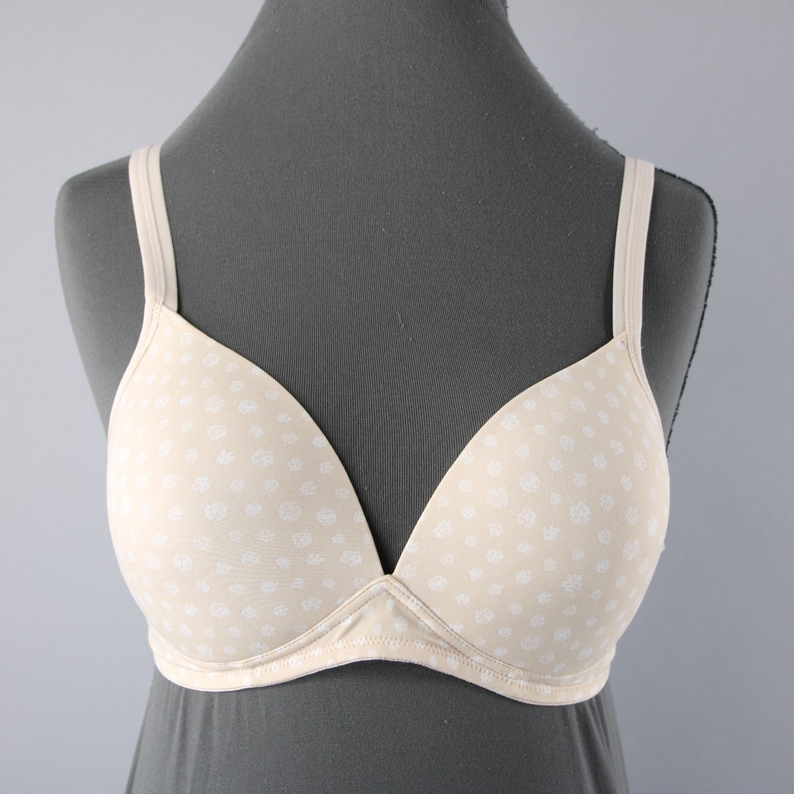 Warners NWOT Sz 36C Tan White No Underwire T Shirt Bra