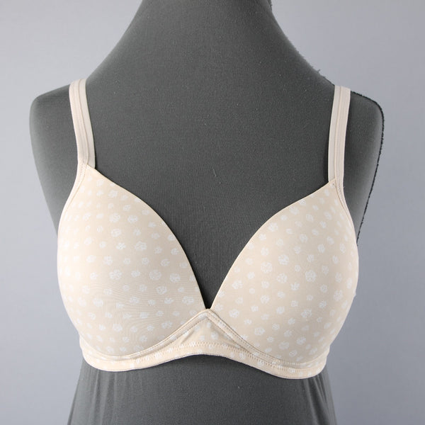Warners NWOT Sz 36C Tan White No Underwire T Shirt Bra