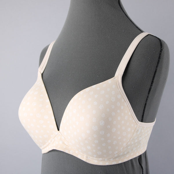 Warners NWOT Sz 36C Tan White No Underwire T Shirt Bra