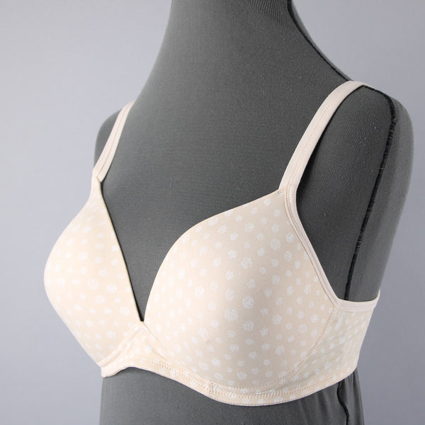 Warners NWOT Sz 36C Tan White No Underwire T Shirt Bra