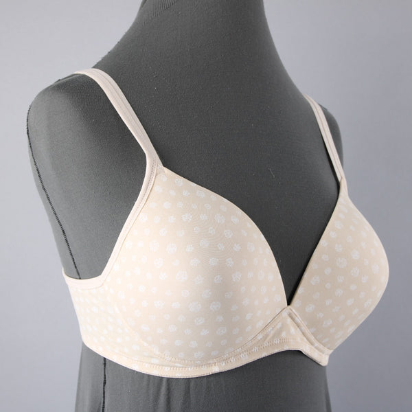 Warners NWOT Sz 36C Tan White No Underwire T Shirt Bra