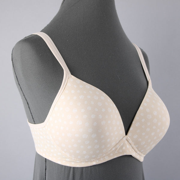 Warners NWOT Sz 36C Tan White No Underwire T Shirt Bra