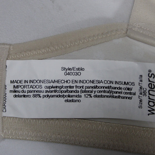 Warners NWOT Sz 36C Tan White No Underwire T Shirt Bra