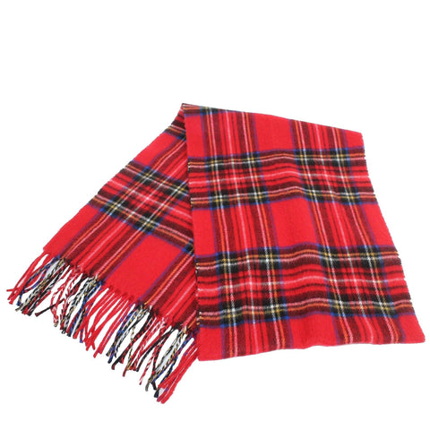 Cejon Sz 38 x 11 Red Blue Multi Plaid Fringe Soft 100% Acrylic Scarf