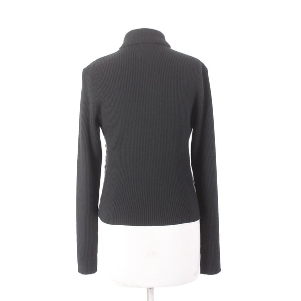 Revue Jacket Sz 6 Black Turtle Neck Full Zip Lamb Leather Acrylic Wool Poly