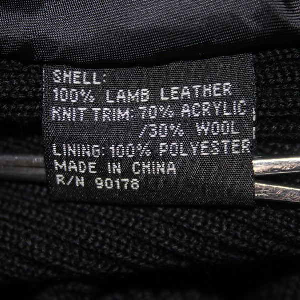 Revue Jacket Sz 6 Black Turtle Neck Full Zip Lamb Leather Acrylic Wool Poly