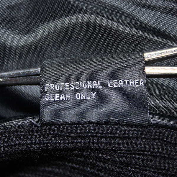 Revue Jacket Sz 6 Black Turtle Neck Full Zip Lamb Leather Acrylic Wool Poly
