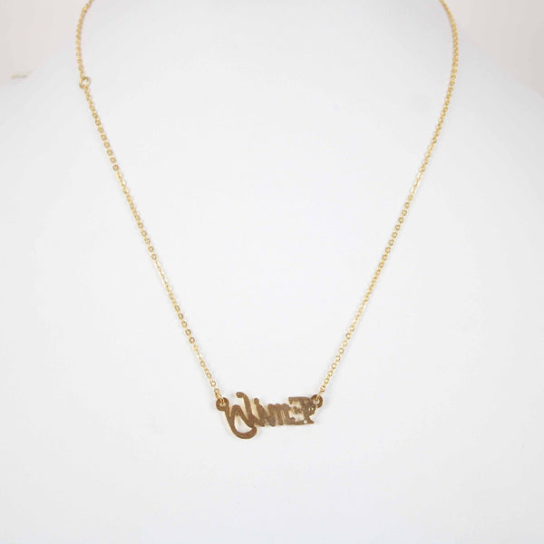 EMILY NEW Name Goldtone Rhinestone Accent 14.5" w 4.5" Multi Ring Ext Necklace