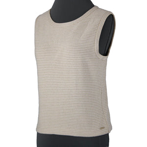 St John Sport Sz S Tan White Gold Striped Tank Santana Knit No Fabric Label Top