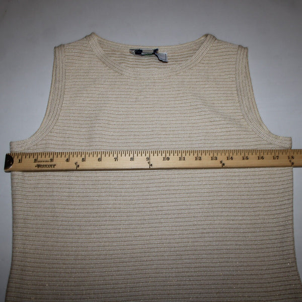 St John Sport Sz S Tan White Gold Striped Tank Santana Knit No Fabric Label Top