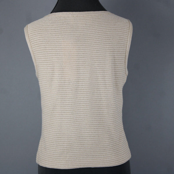 St John Sport Sz S Tan White Gold Striped Tank Santana Knit No Fabric Label Top