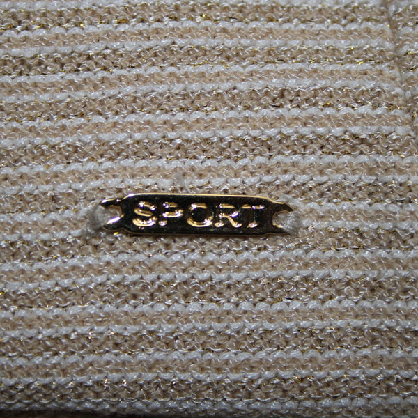 St John Sport Sz S Tan White Gold Striped Tank Santana Knit No Fabric Label Top
