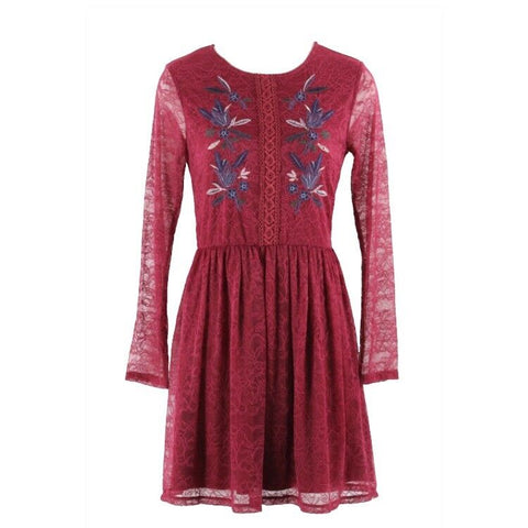 Francesca's NEW $48 Sz XS Burgundy Lace Overlay Nylon Blend Poly Dress