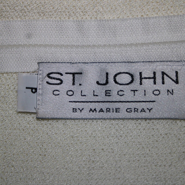 St John Collection Sz P Cream White Black Collared Santana Knit Tank Top