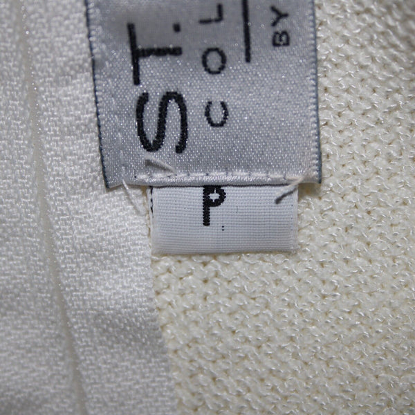St John Collection Sz P Cream White Black Collared Santana Knit Tank Top