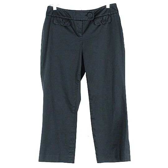 Ann Taylor Sz 4 x 24 Navy Cotton Lycra Spandex Lindsay Curvy Capri Crop Pant