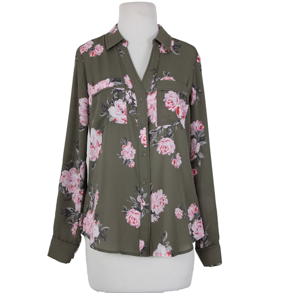 Candies $38 Zeniflora Sz S Pink Multi Color Floral Buttons 100% Polyester Top