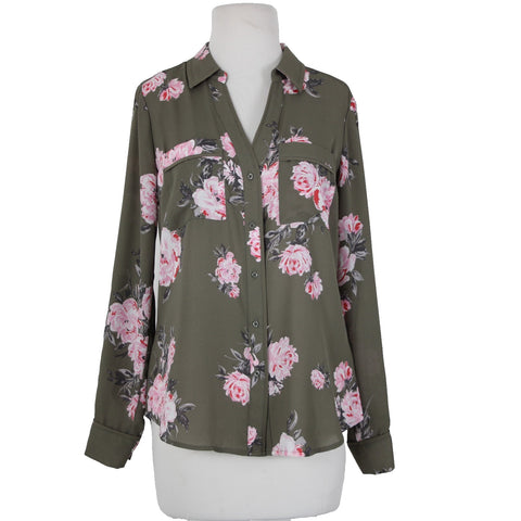 Candies $38 Zeniflora Sz S Pink Multi Color Floral Buttons 100% Polyester Top