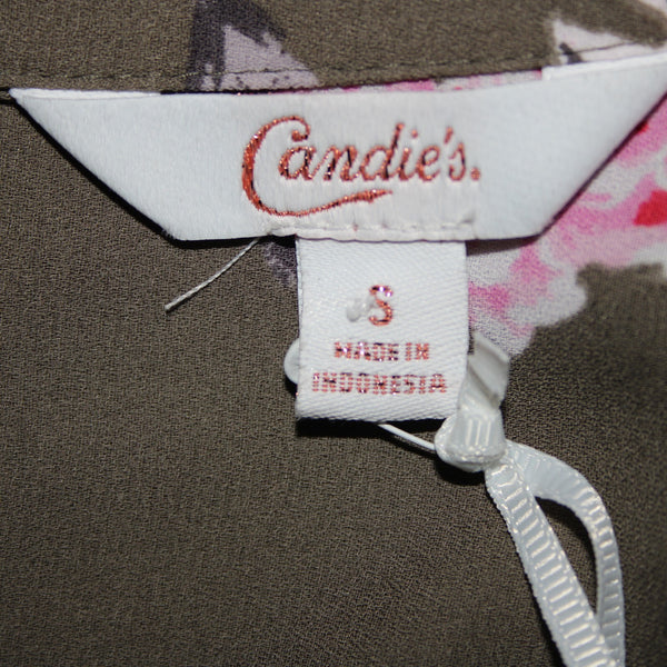 Candies $38 Zeniflora Sz S Pink Multi Color Floral Buttons 100% Polyester Top