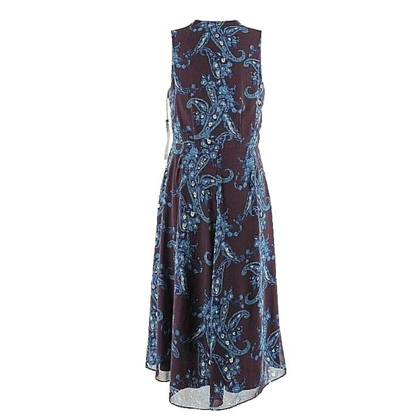 CAbi NEW $129 Sz 8 Purple Blue Teal Multi 100% Polyester Faux Wrap Dress