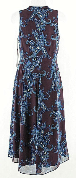 CAbi NEW $129 Sz 8 Purple Blue Teal Multi 100% Polyester Faux Wrap Dress